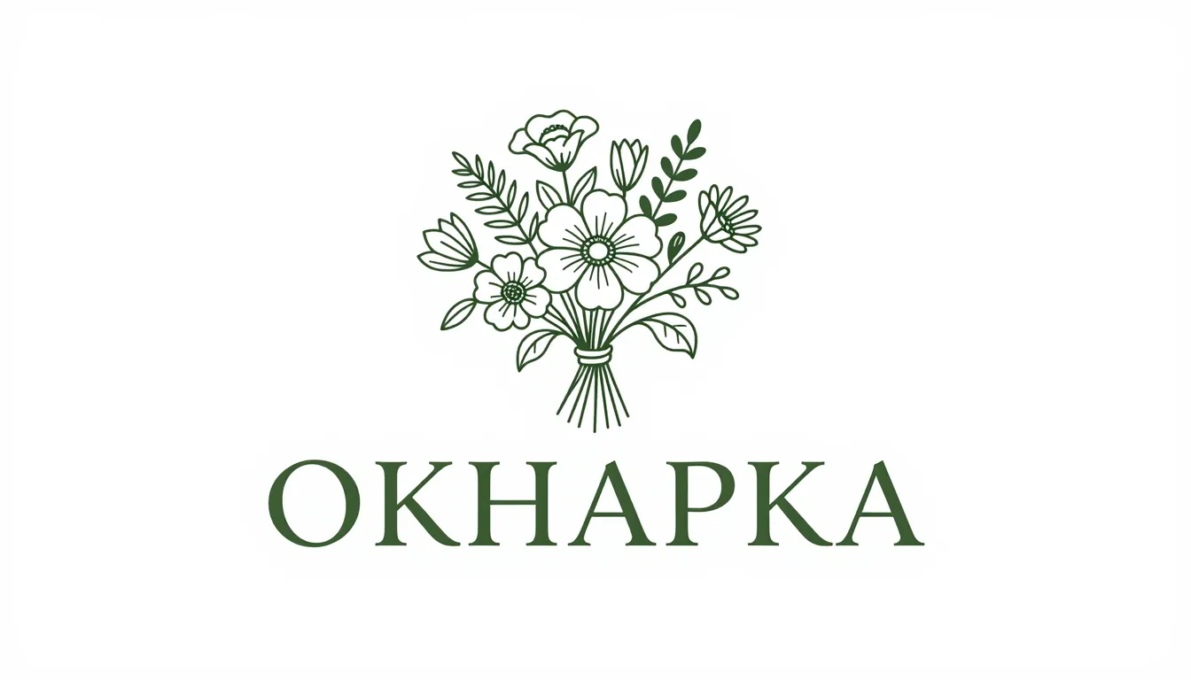 Minimalist logo design for a flower shop named 'OKHAPKA'. Th...