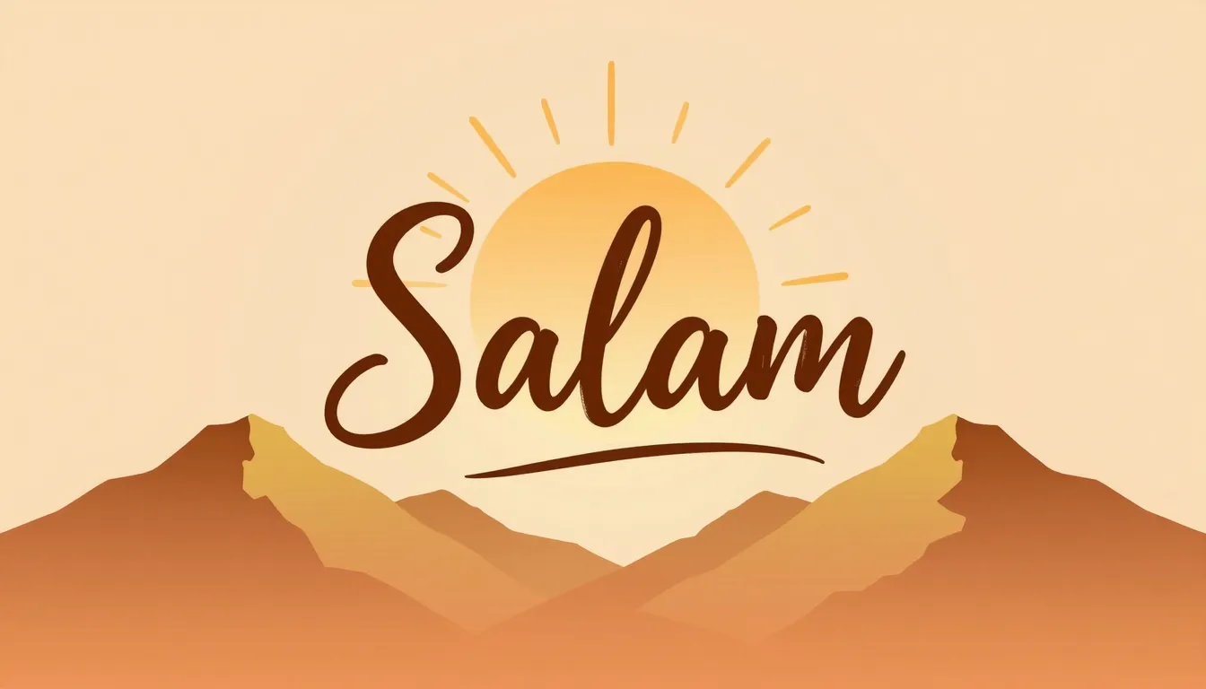 A warm and friendly greeting card with the text 'Salam' in e...