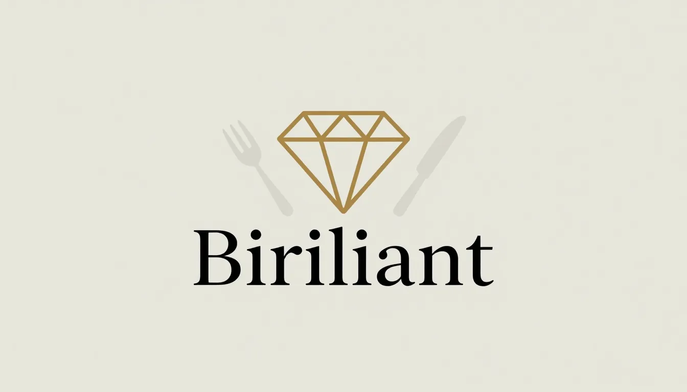 Minimalist logo for a restaurant named 'Birilliant', featuri...