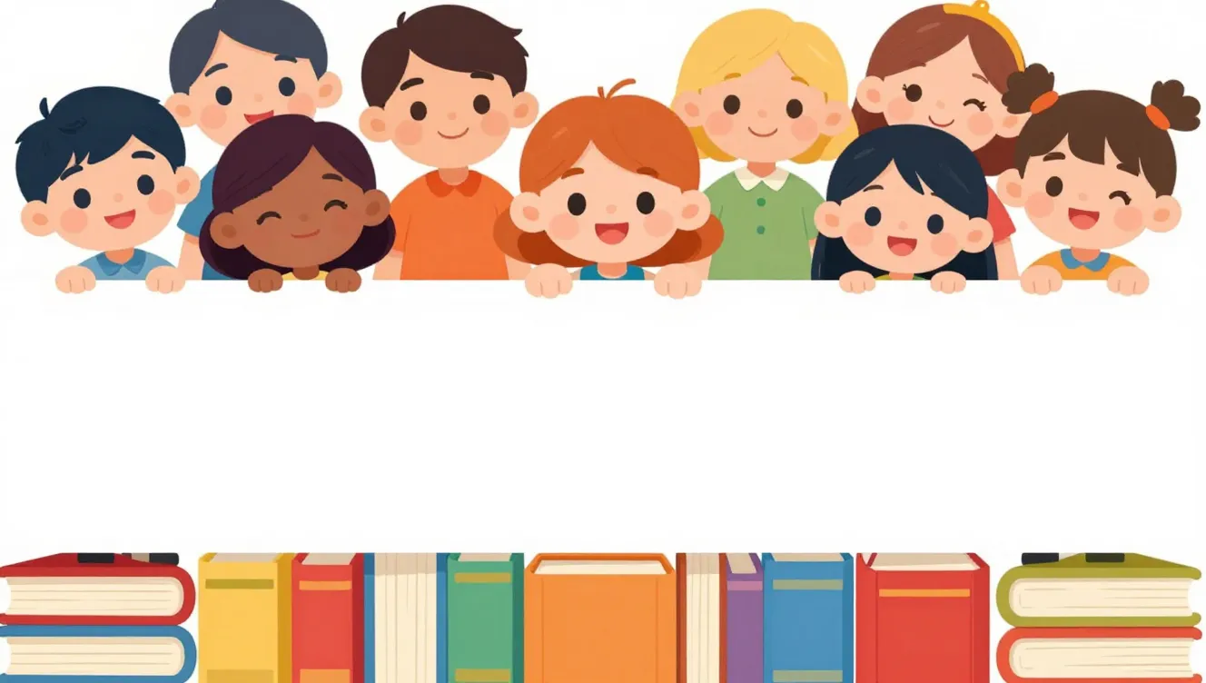 A vertical 2D cartoon illustration. Top part: a group of cut...