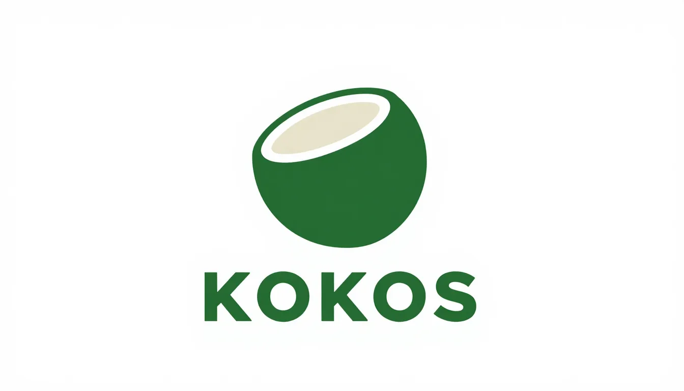Minimalist logo design for a brand named 'KOKOS'. A stylized...