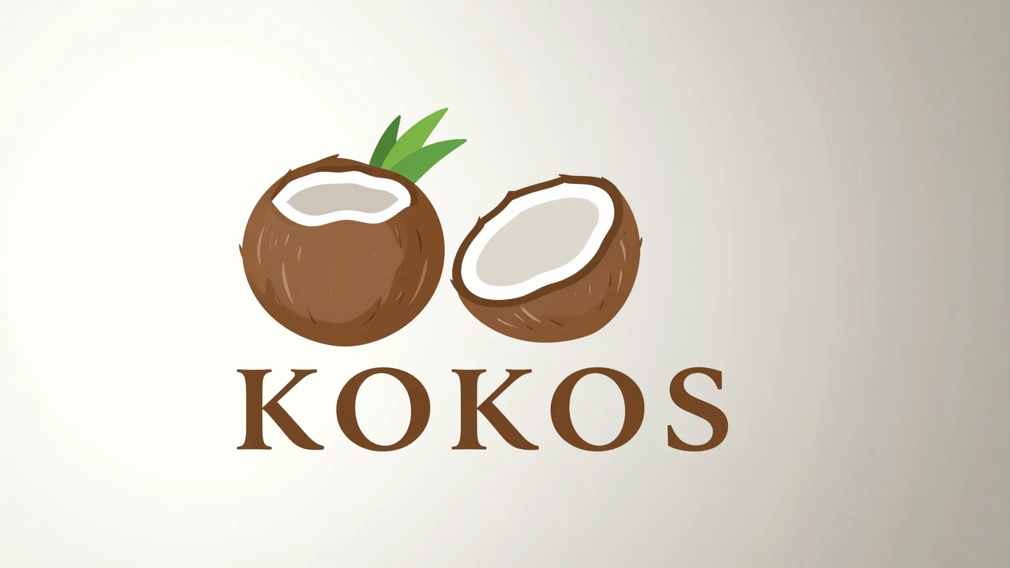 Professional logo for KOKOS. A minimalist stylized coconut i...