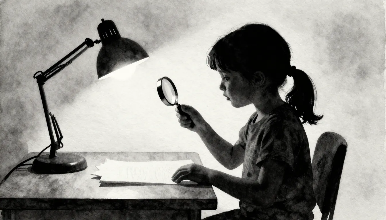 Watercolor style. A dark silhouette of a petite girl sitting...