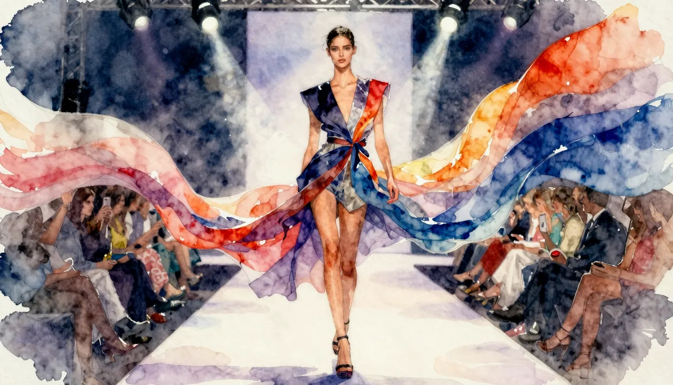 Watercolor style. A stylish silhouette of a fashion model on...