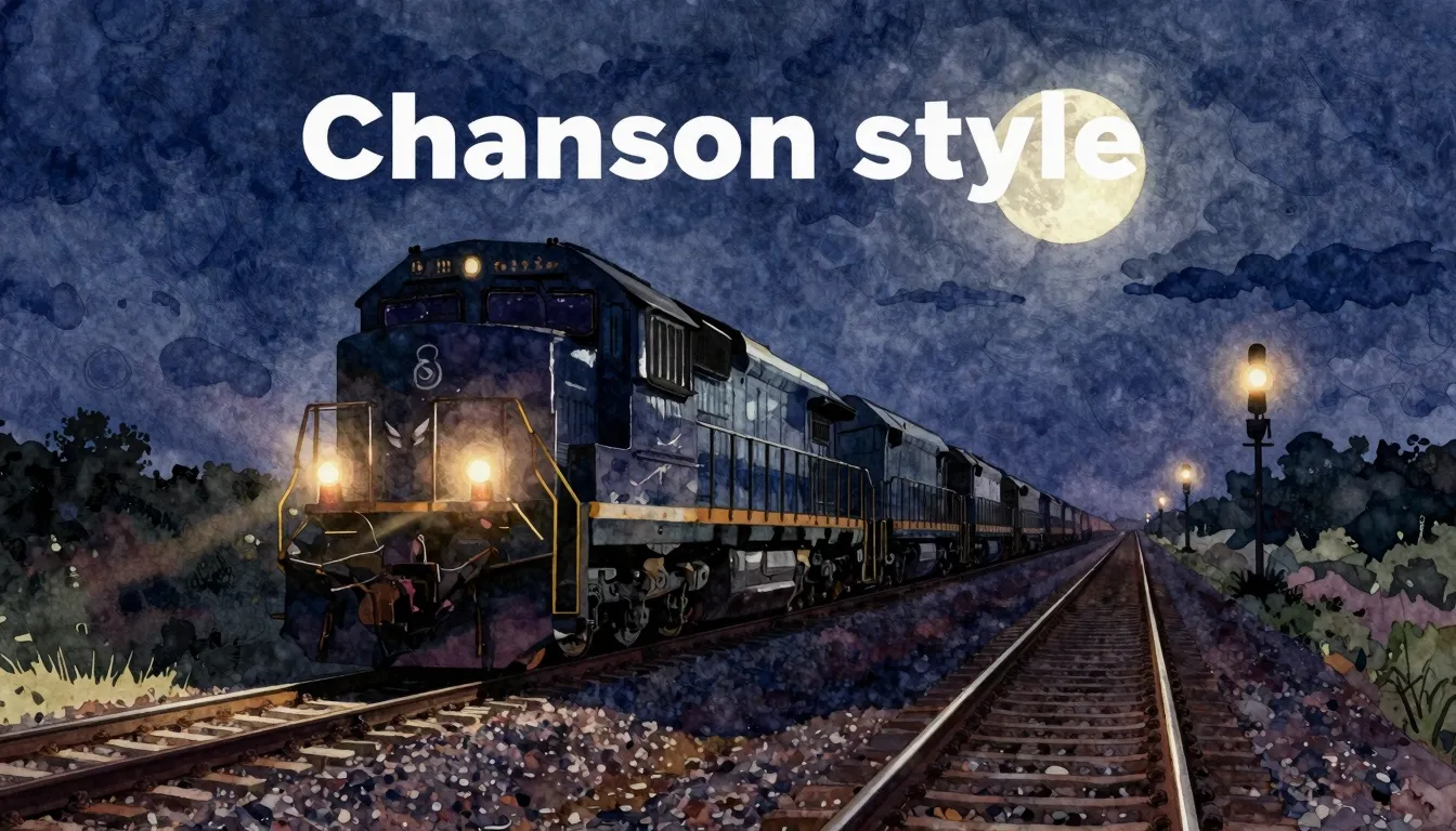 Vibrant watercolor style. "Chanson style album cover: a powe...