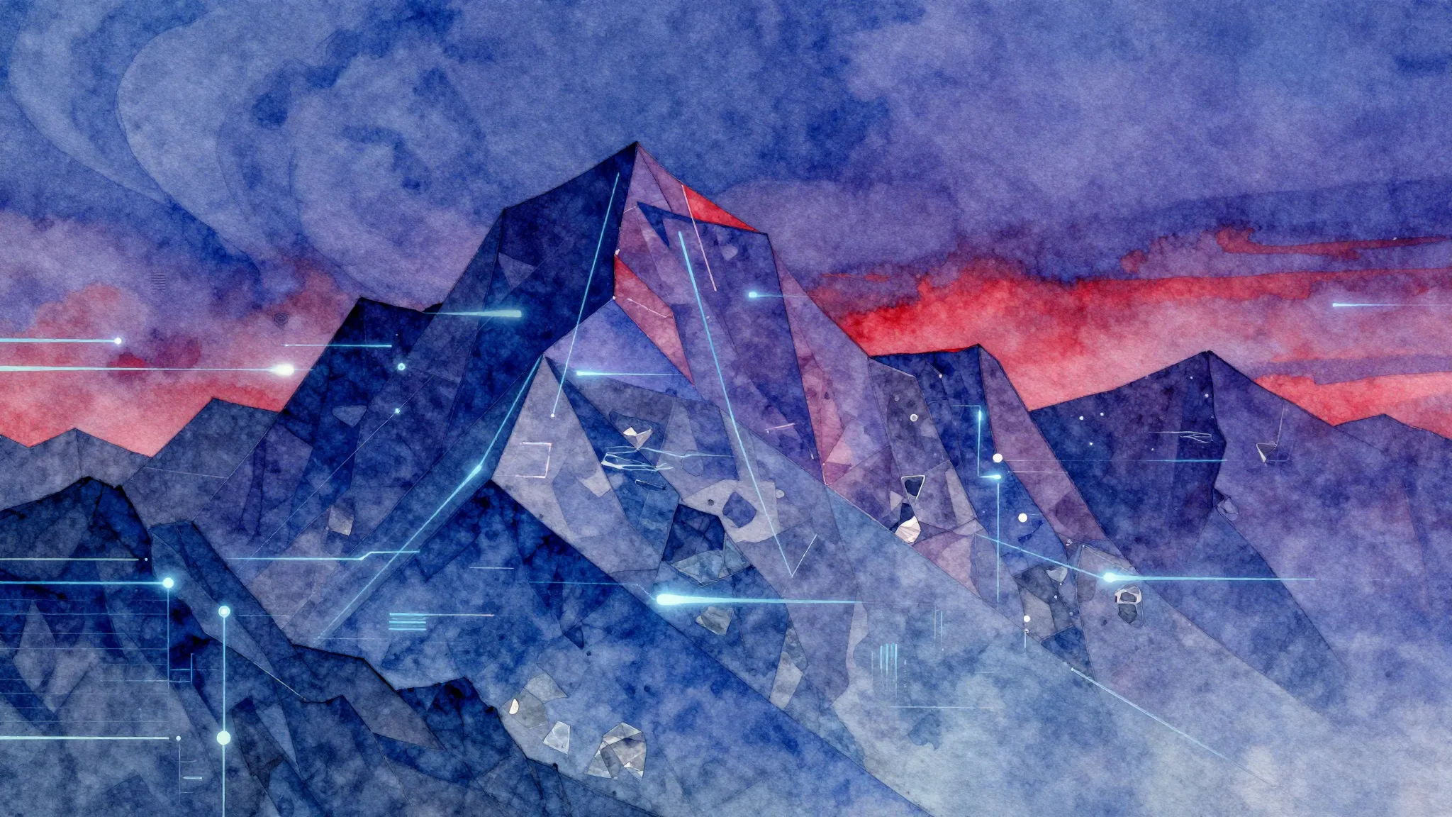 Vibrant watercolor style. Techno album cover: Abstract, futu...