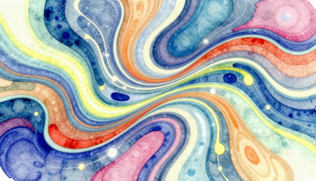 Vibrant watercolor style. Abstract, futuristic, electronic m...