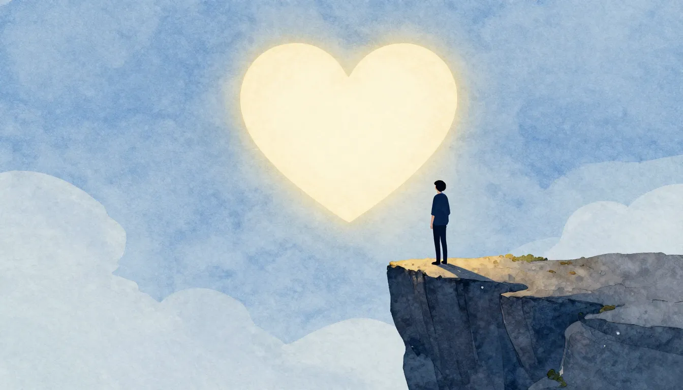 Watercolor style. A lonely silhouette of a person standing o...