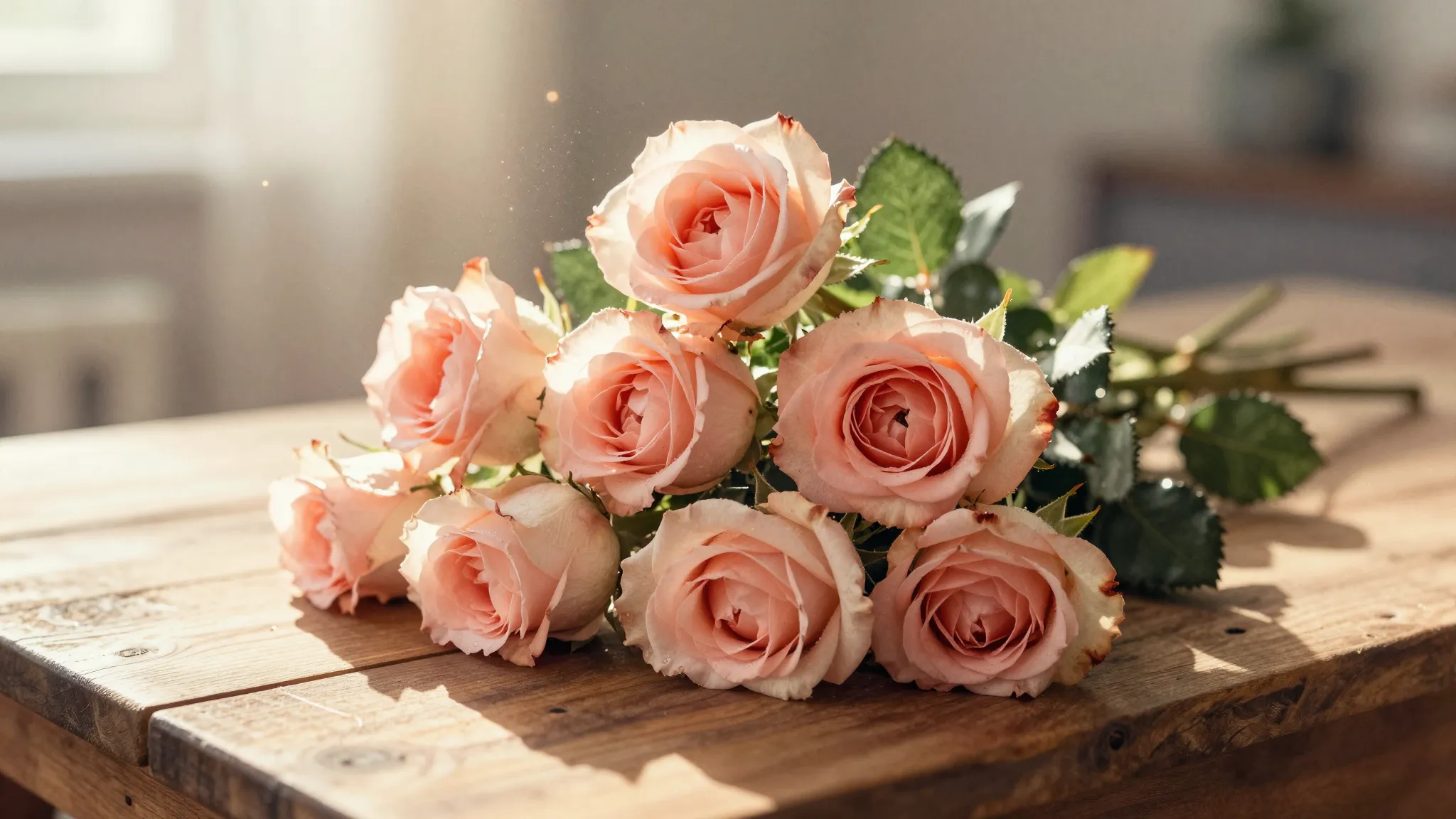 Watercolor style. A beautiful bouquet of blooming roses on a...
