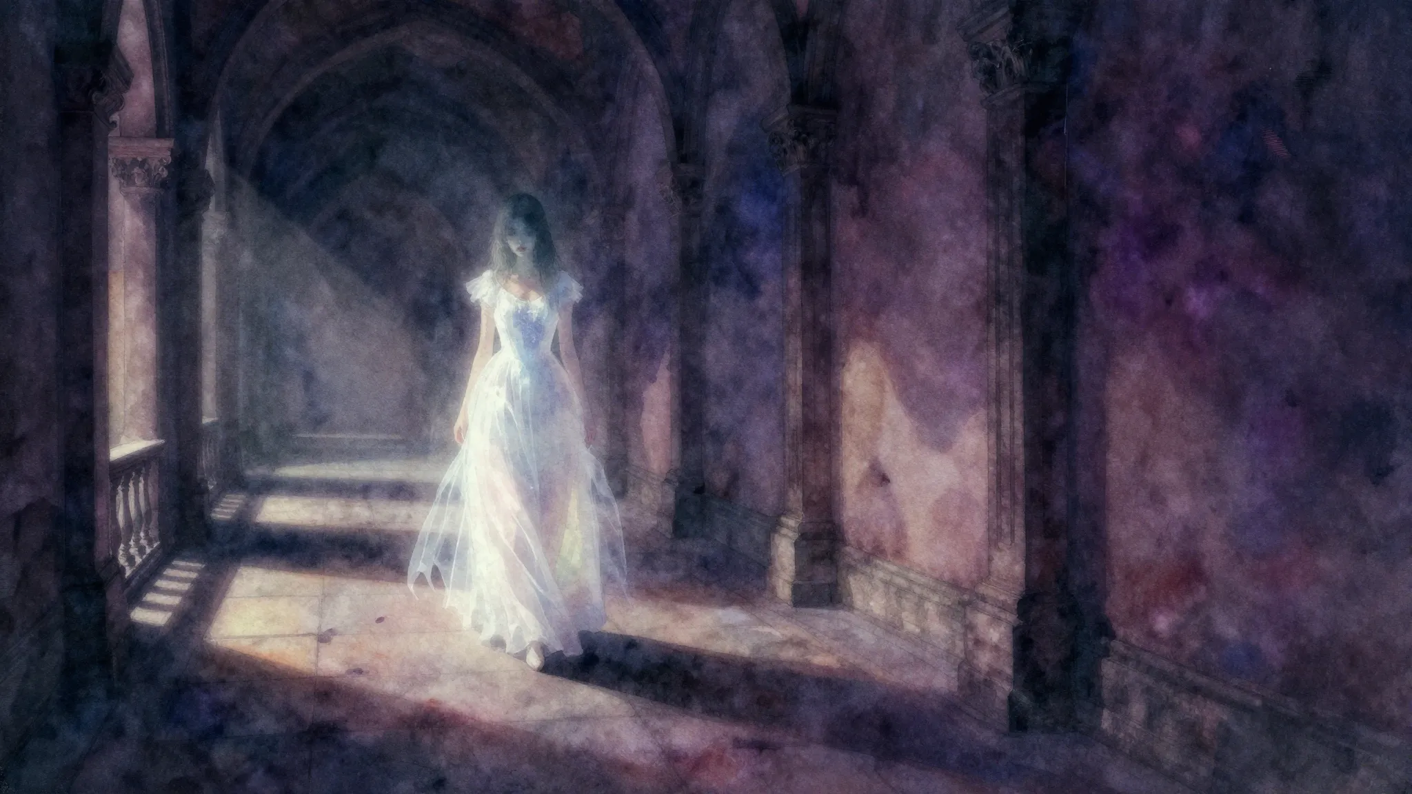 Vibrant watercolor style. Rock album cover, dark and dramati...