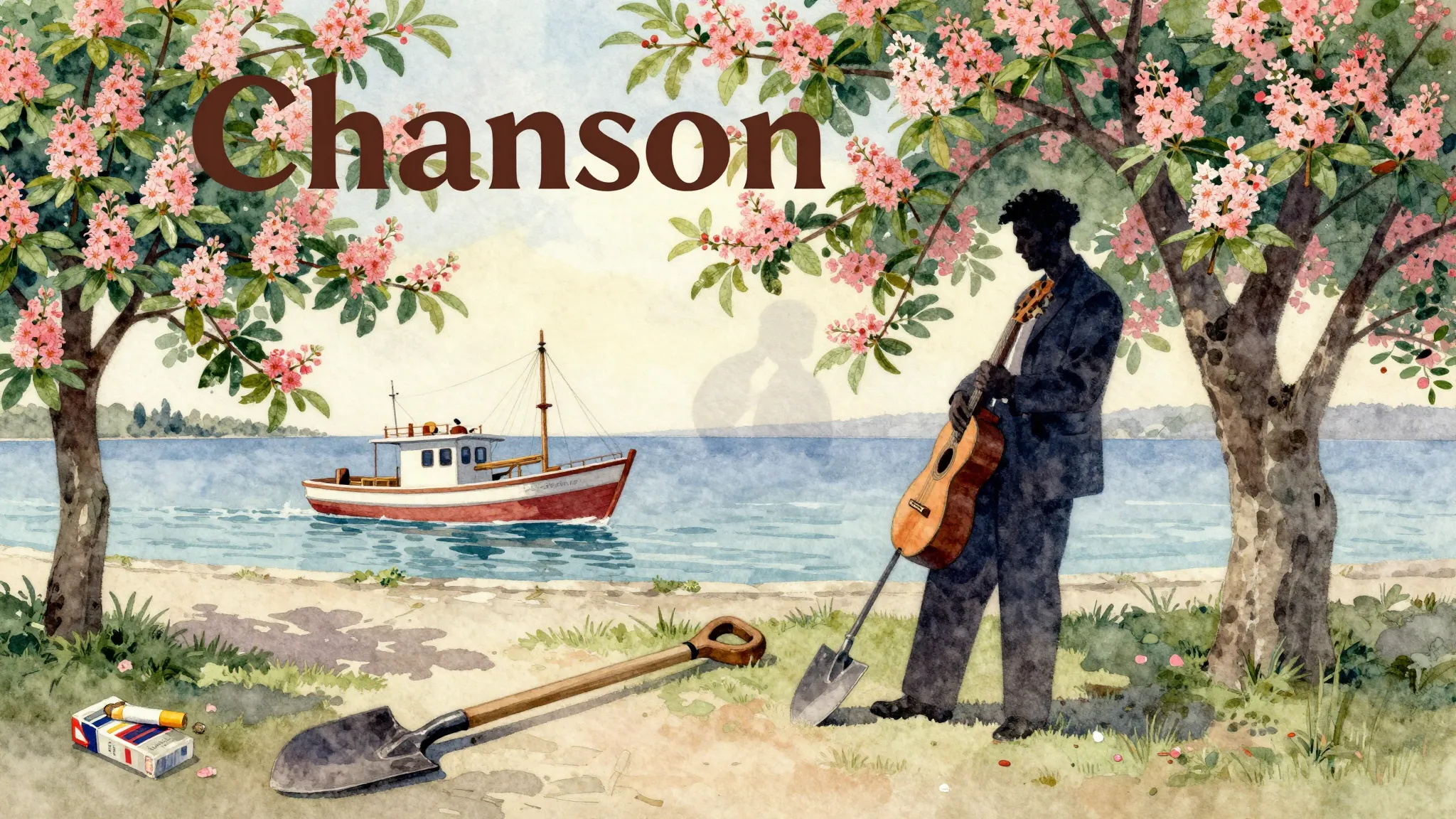 Vibrant watercolor style. Chanson album cover, Odessa, 1920s...