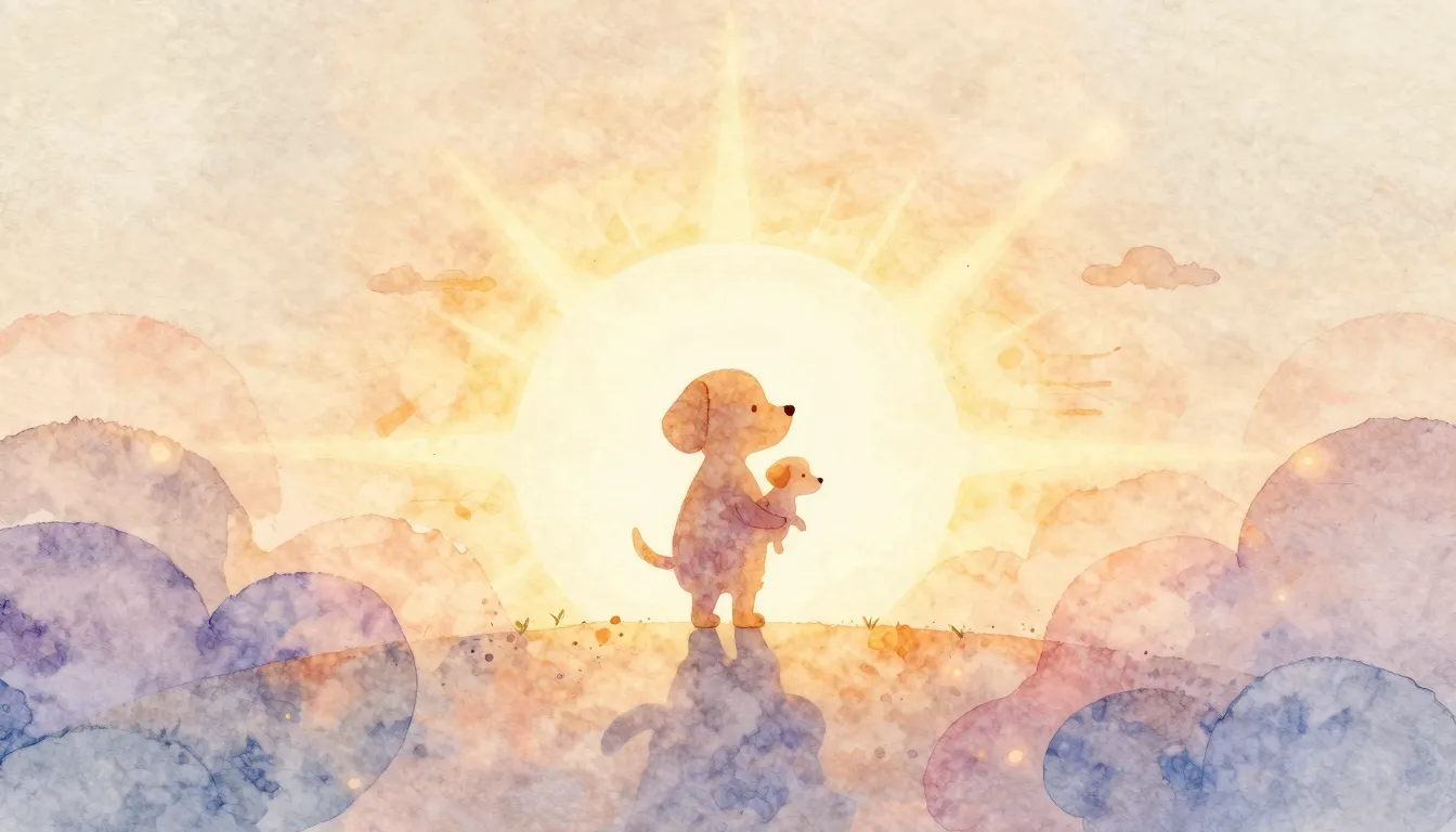 Watercolor style. A warm glowing light radiating from a smal...