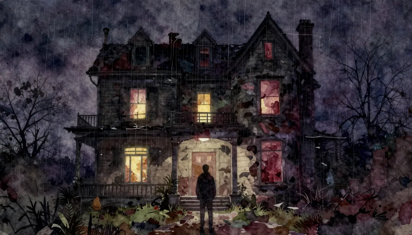 Vibrant watercolor style. Dark, gritty rap album cover. A de...