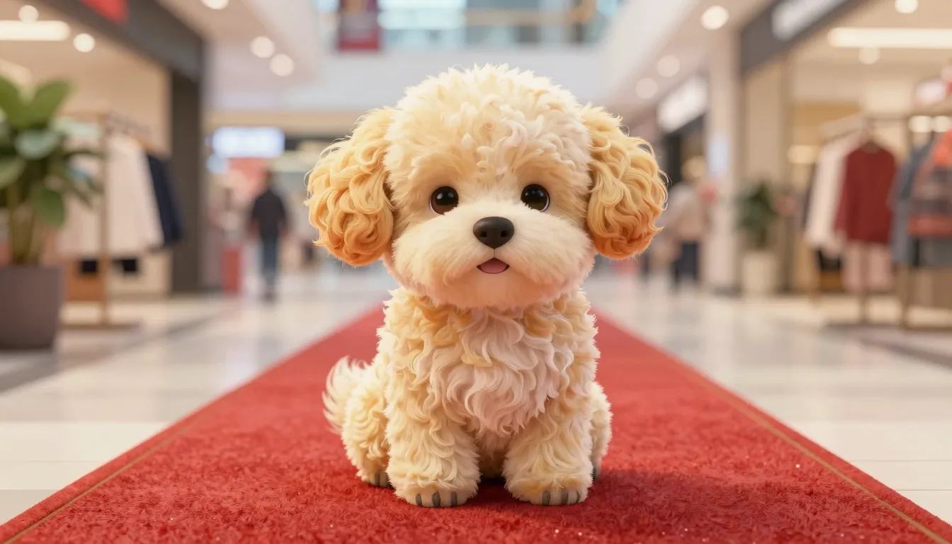 Watercolor style. A cute fluffy dog with a stylish haircut s...