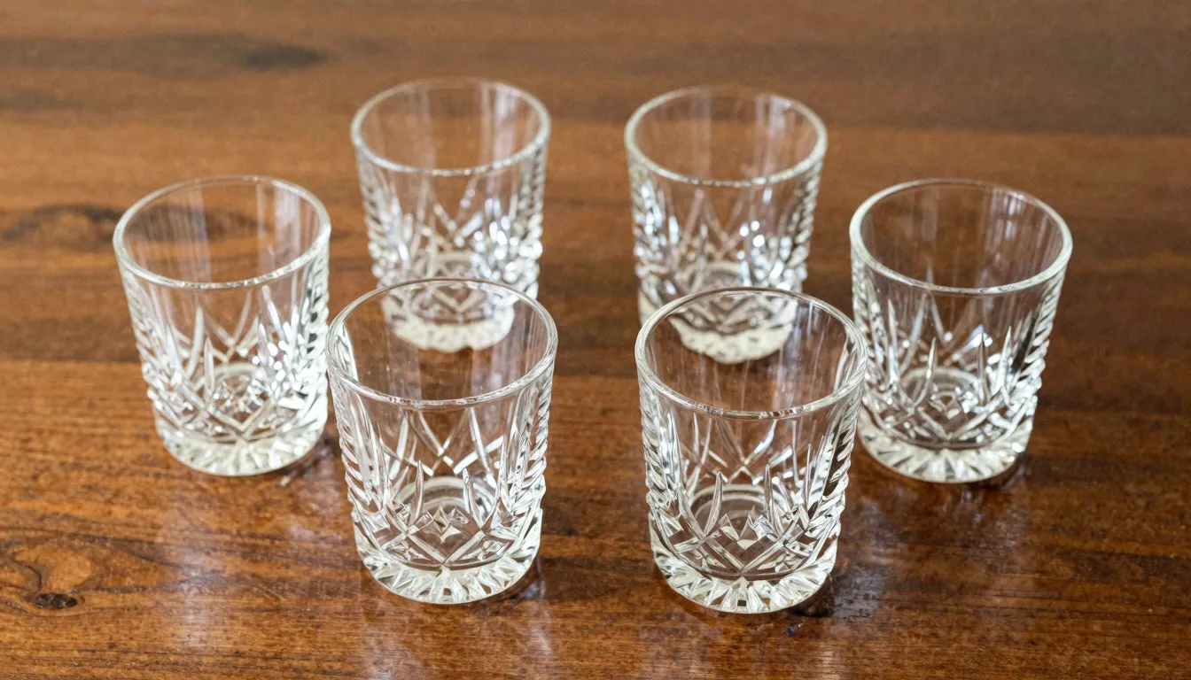 Watercolor style. A set of four small, vintage-style crystal...
