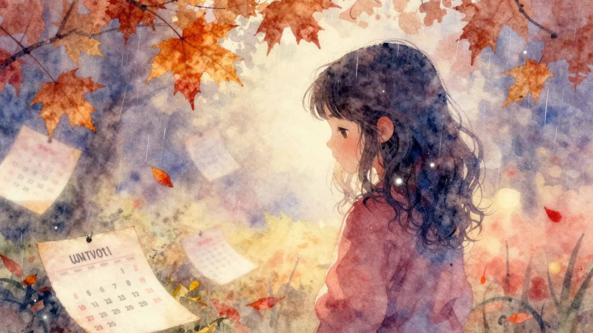 Vibrant watercolor style. Melancholy, nostalgia, longing for...
