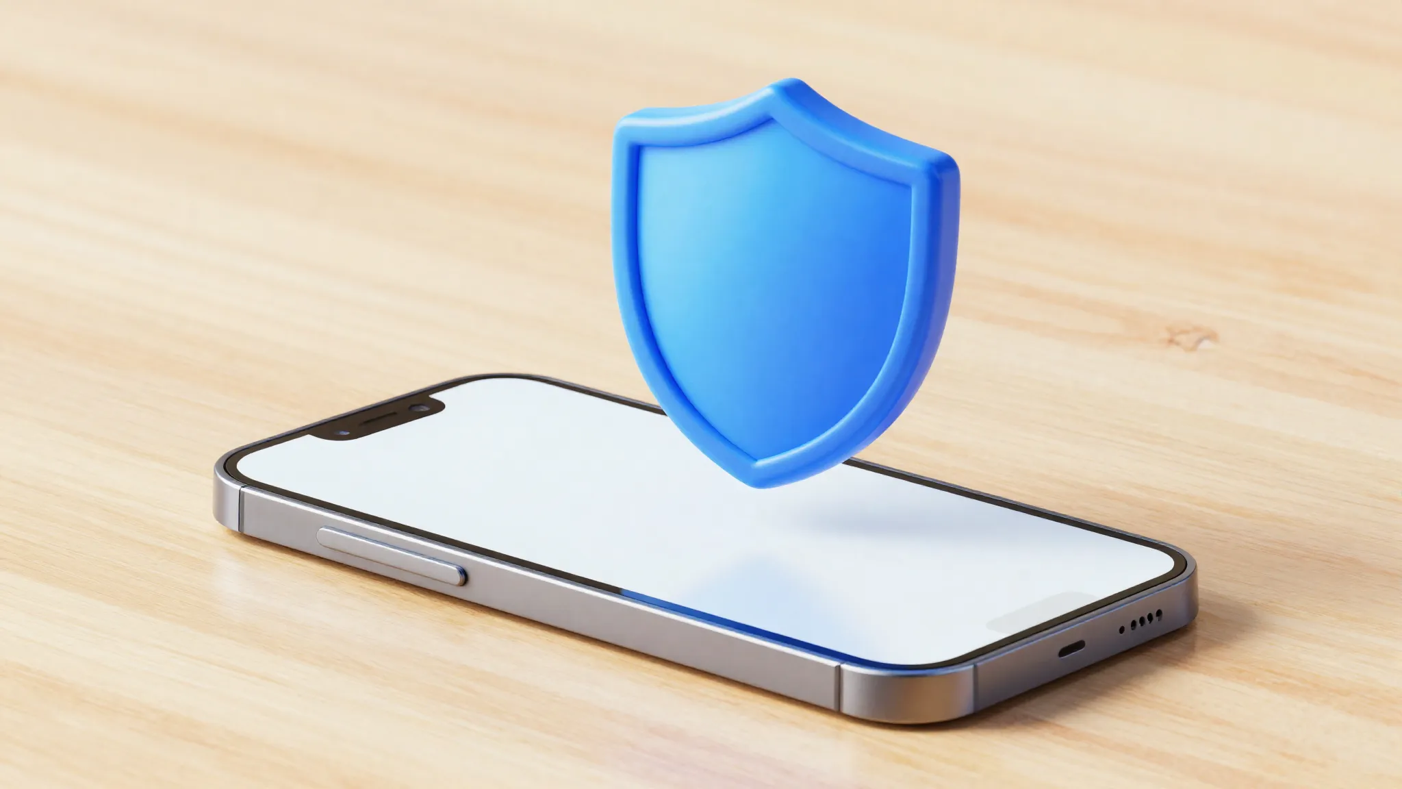 Watercolor style. A modern smartphone on a clean wooden tabl...