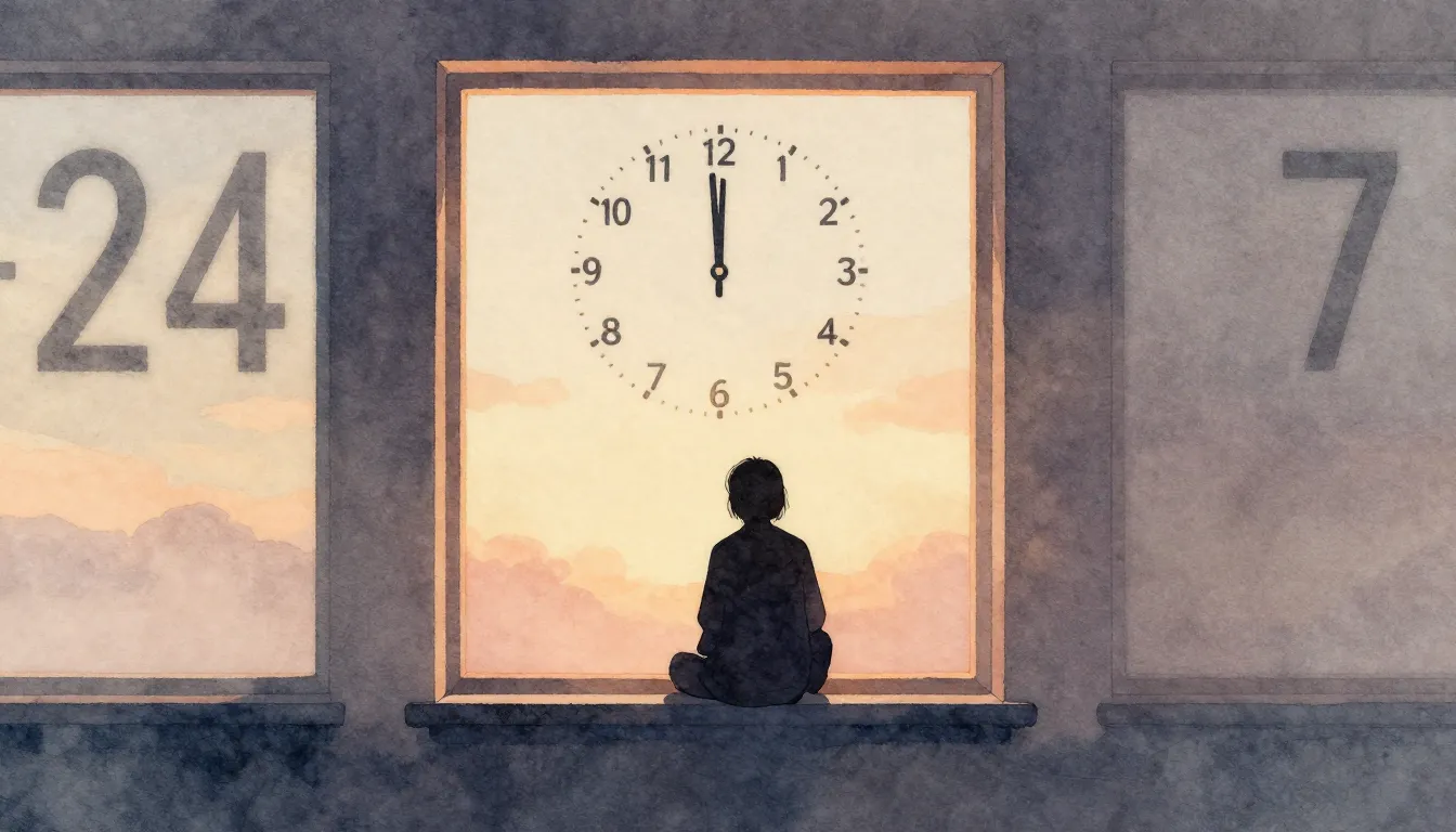 Watercolor style. A dark silhouette of a lonely person sitti...