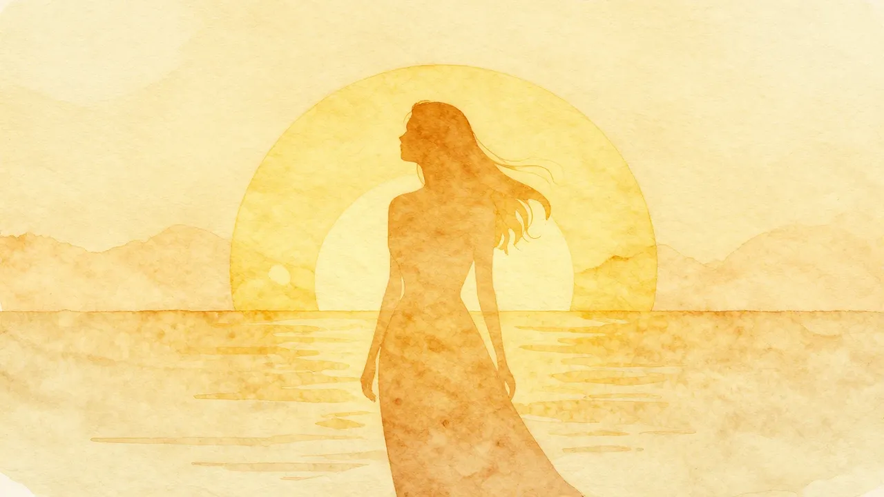 Watercolor style. A minimalist silhouette of a woman against...