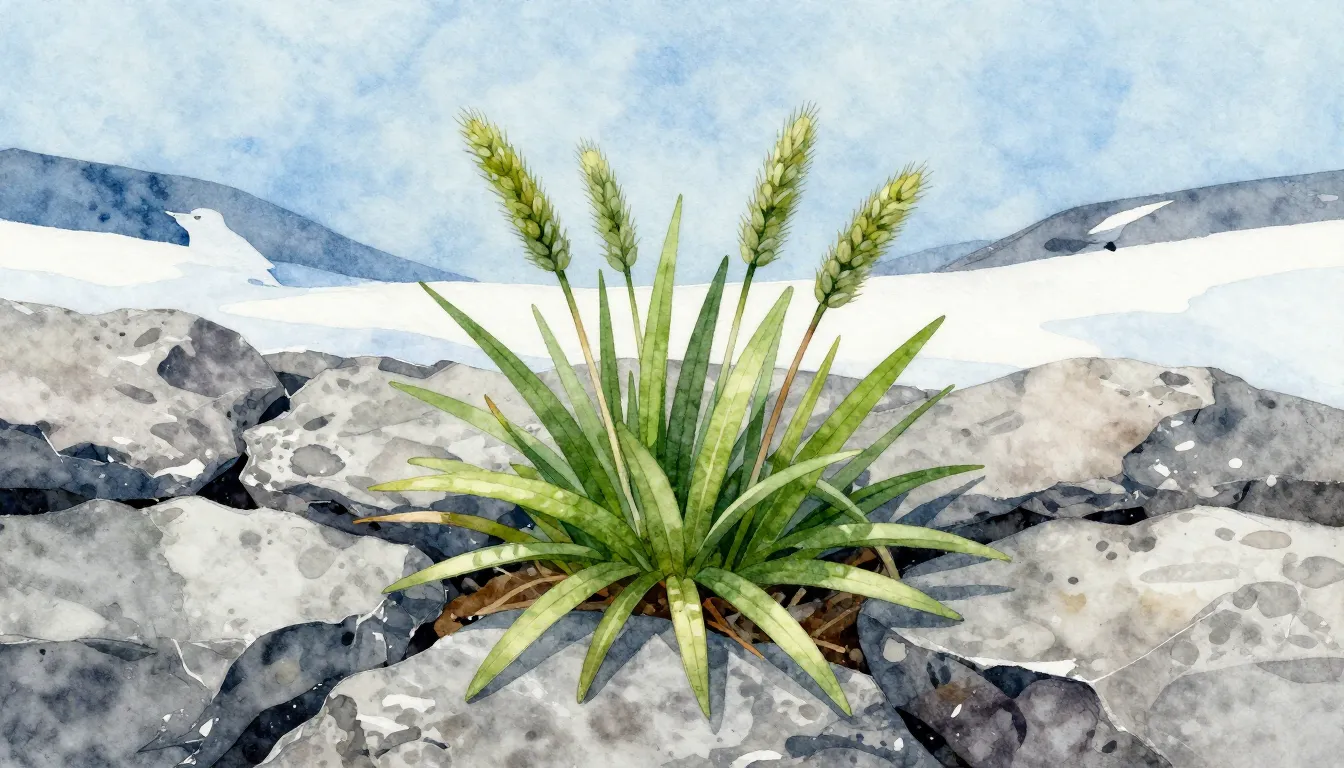 Watercolor style. A small green tuft of grass with flat leav...