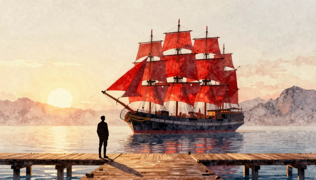 Watercolor style. A silhouette of a lone person standing on ...
