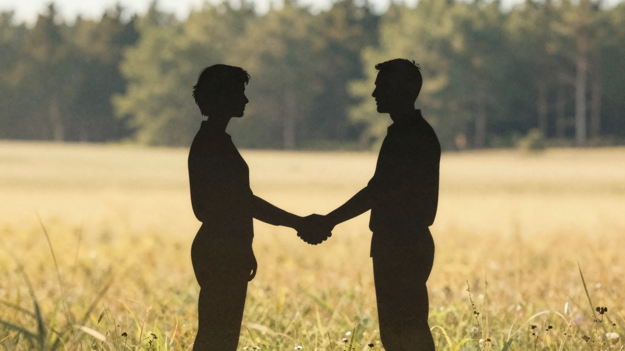Watercolor style. Two silhouettes shaking hands, background ...