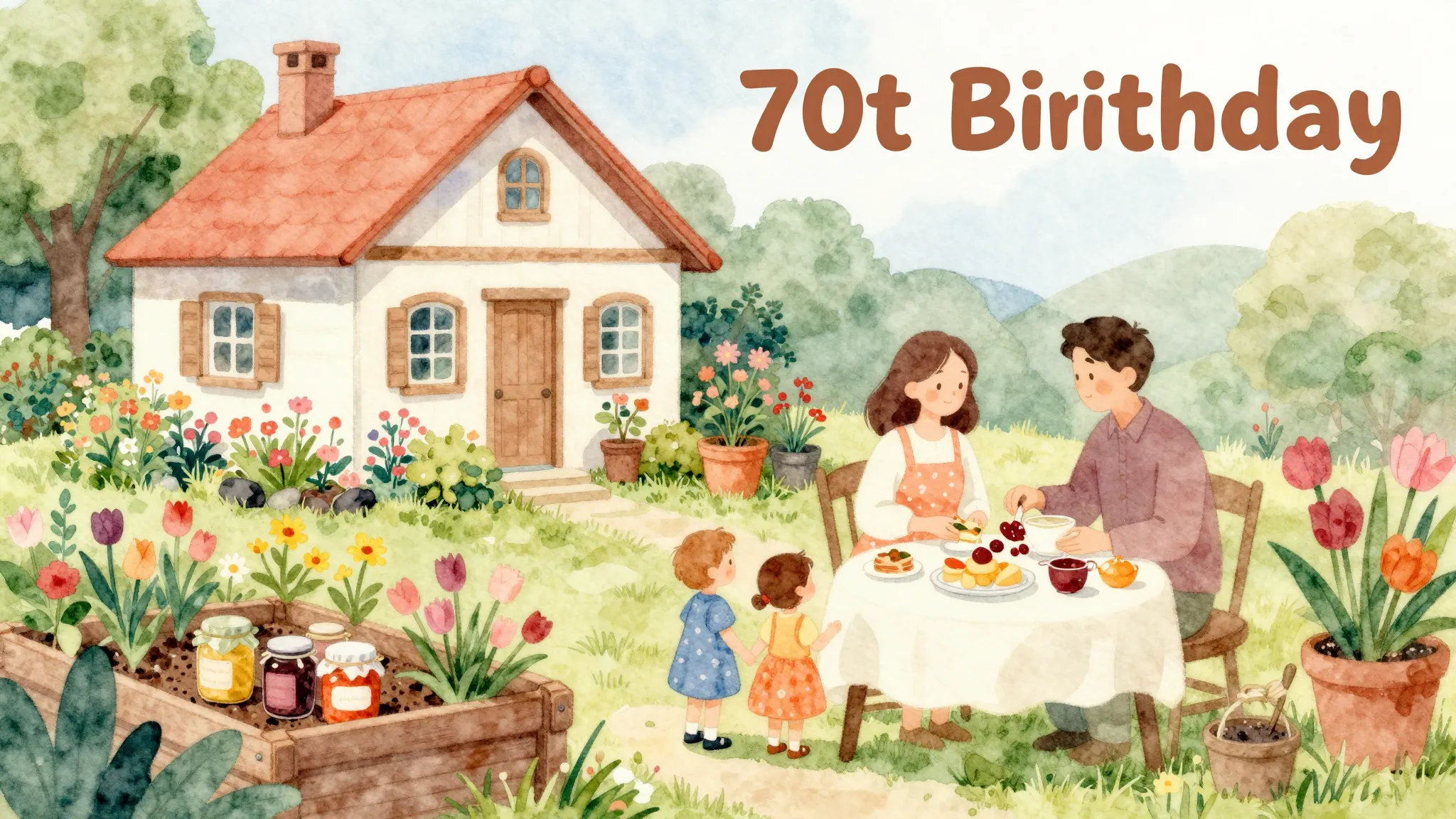 Vibrant watercolor style. A warm, cozy, and slightly nostalg...