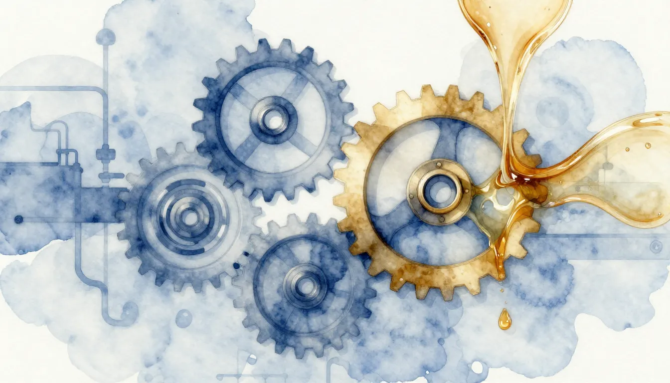 Watercolor style. Minimalist industrial background with gear...