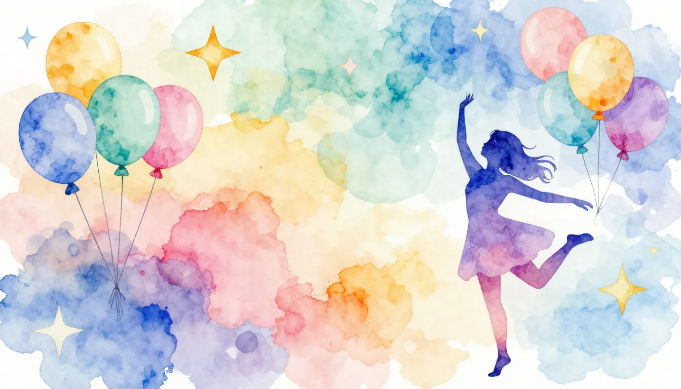 Watercolor style. A vibrant abstract background with floatin...