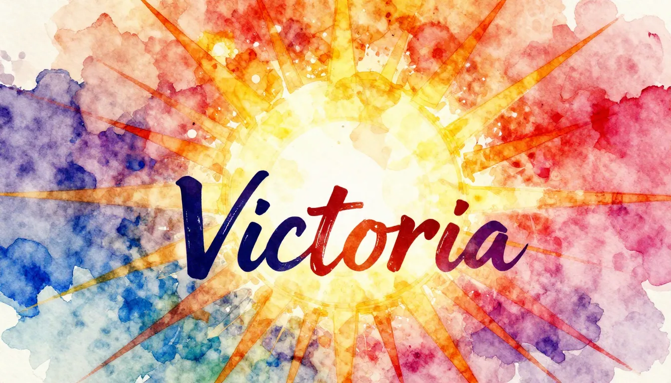 Vibrant watercolor style. Rock album cover for "Victoria". D...