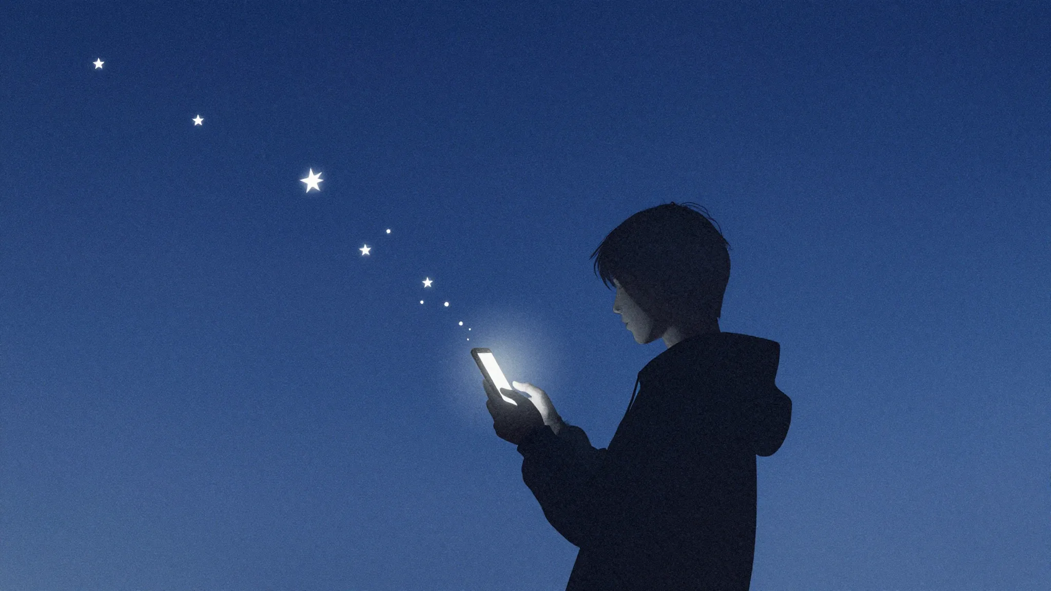 Watercolor style. Silhouette of a person holding a glowing p...