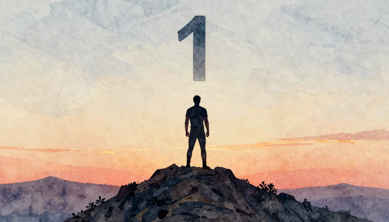 Watercolor style. A silhouette of a strong man standing on a...