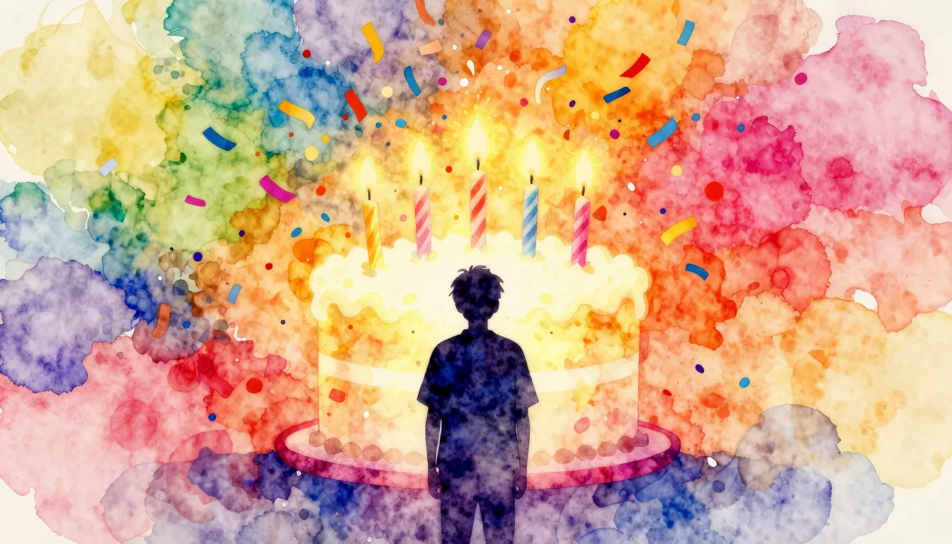 Watercolor style. Silhouette of a person standing in front o...