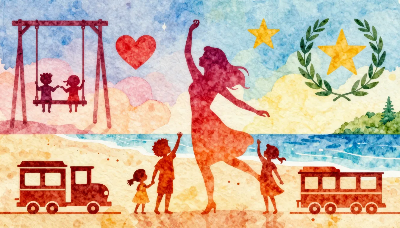 Vibrant watercolor style. Vibrant, joyful, retro-style illus...