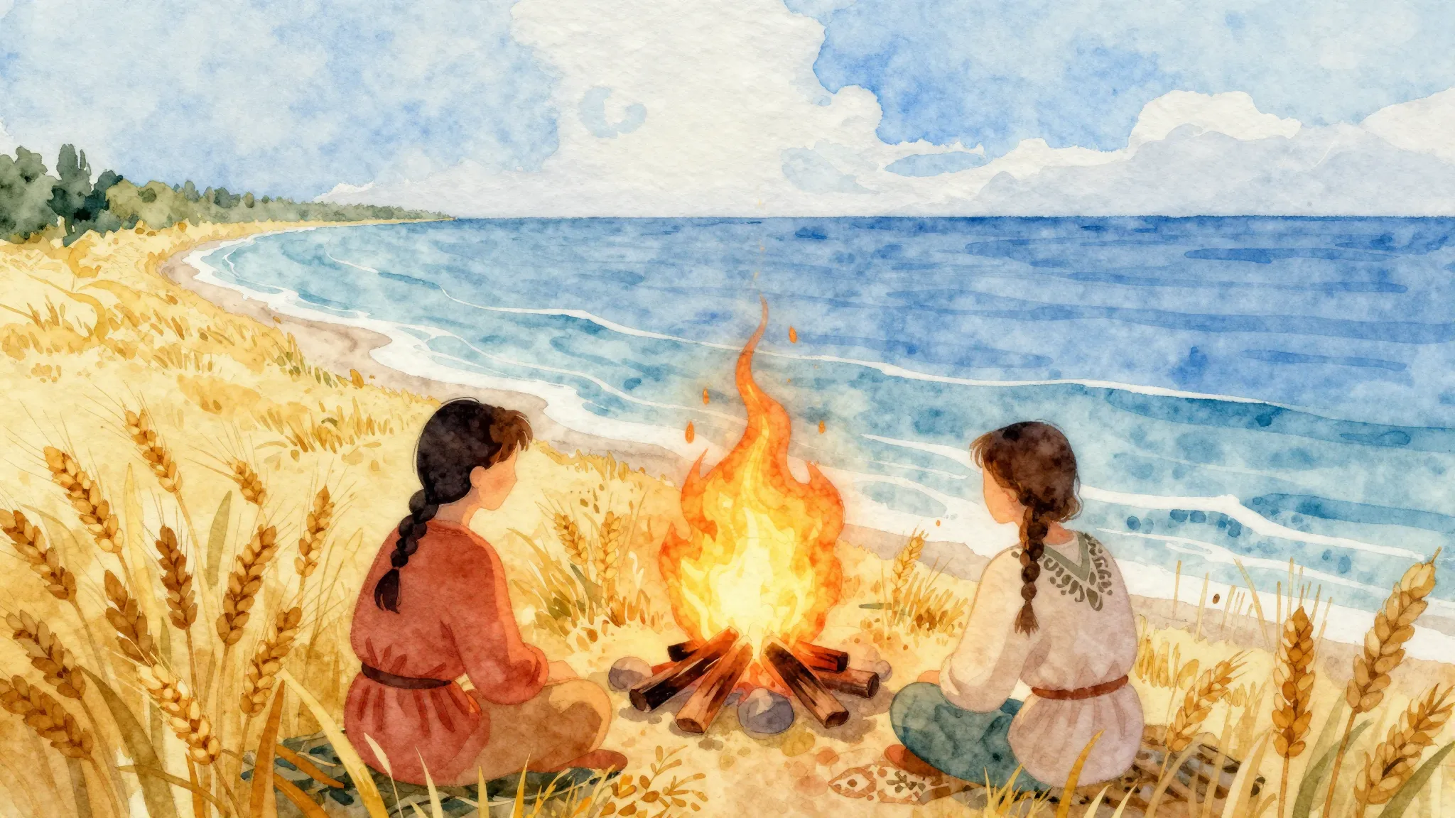 Vibrant watercolor style. Folk.

Album cover for a folk song...