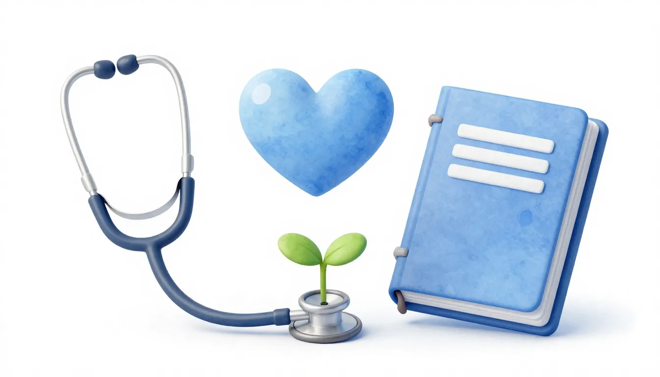 Watercolor style. A minimalist medical scene: a stethoscope,...