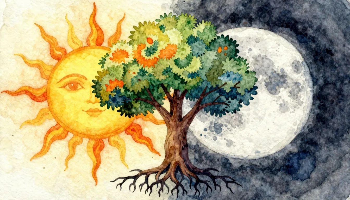 Vibrant watercolor style. Folk song album cover, depicting t...