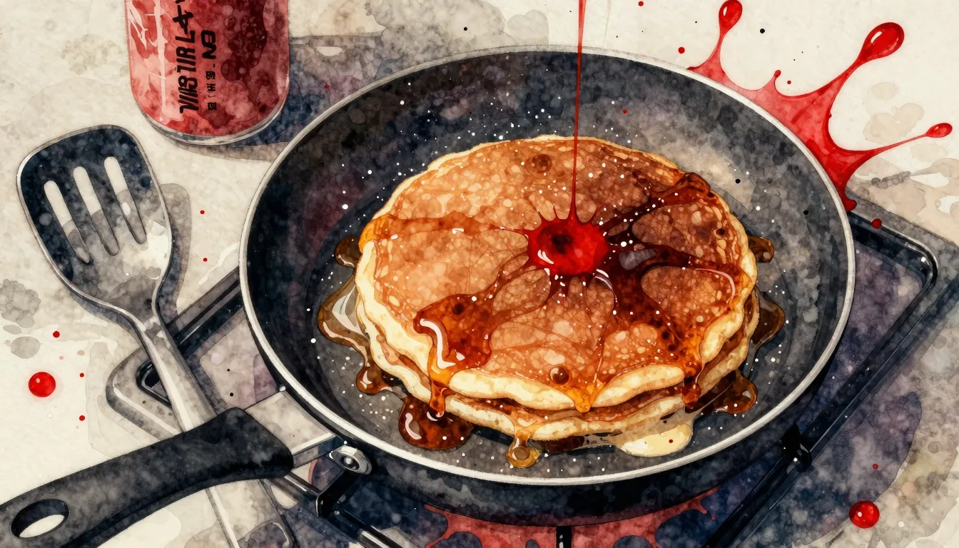 Vibrant watercolor style. Punk album cover: a burnt pancake ...