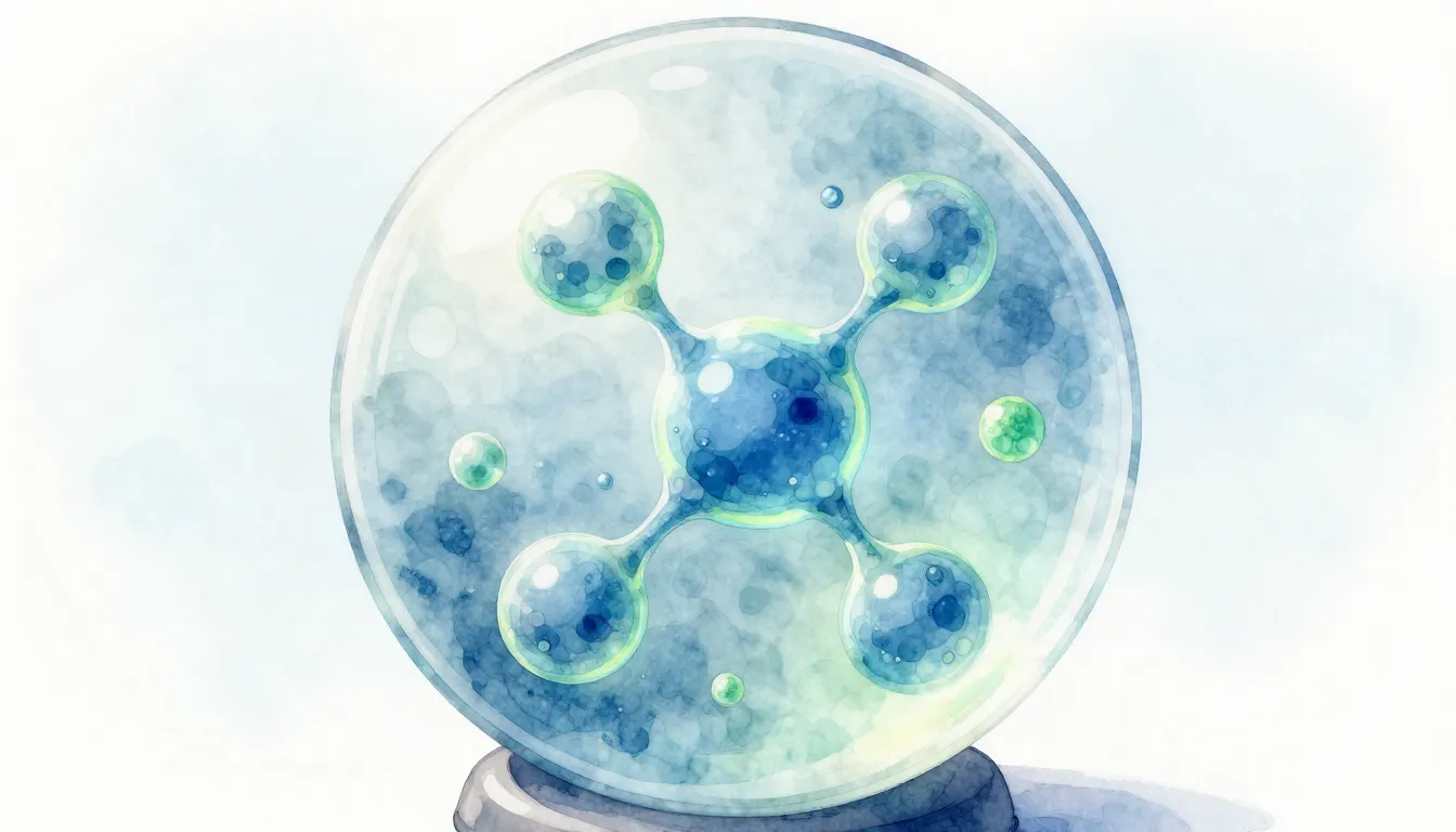 Watercolor style. A stylized 3D visualization of gas molecul...