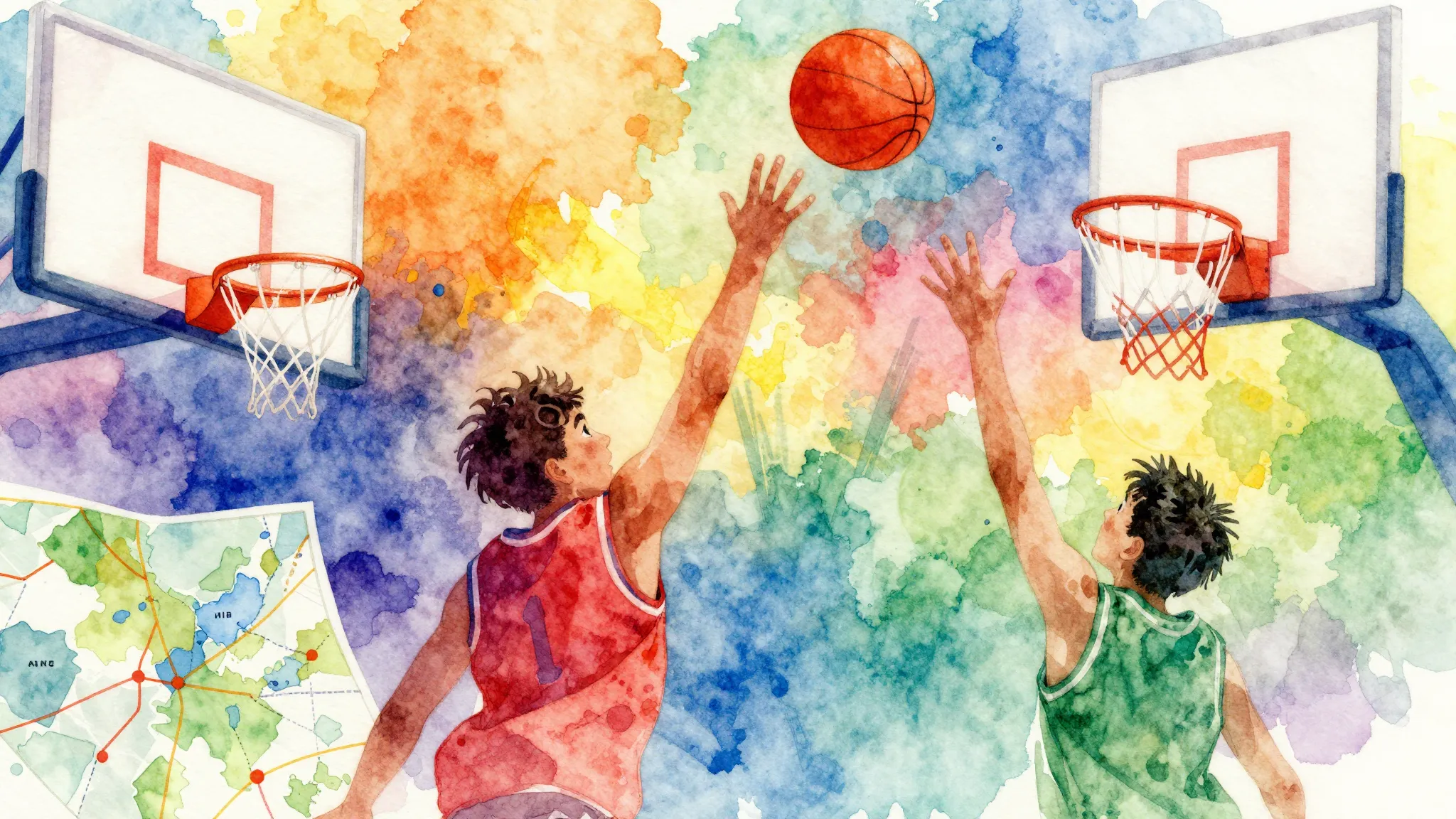 Vibrant watercolor style. Rock album cover. Dynamic, vibrant...