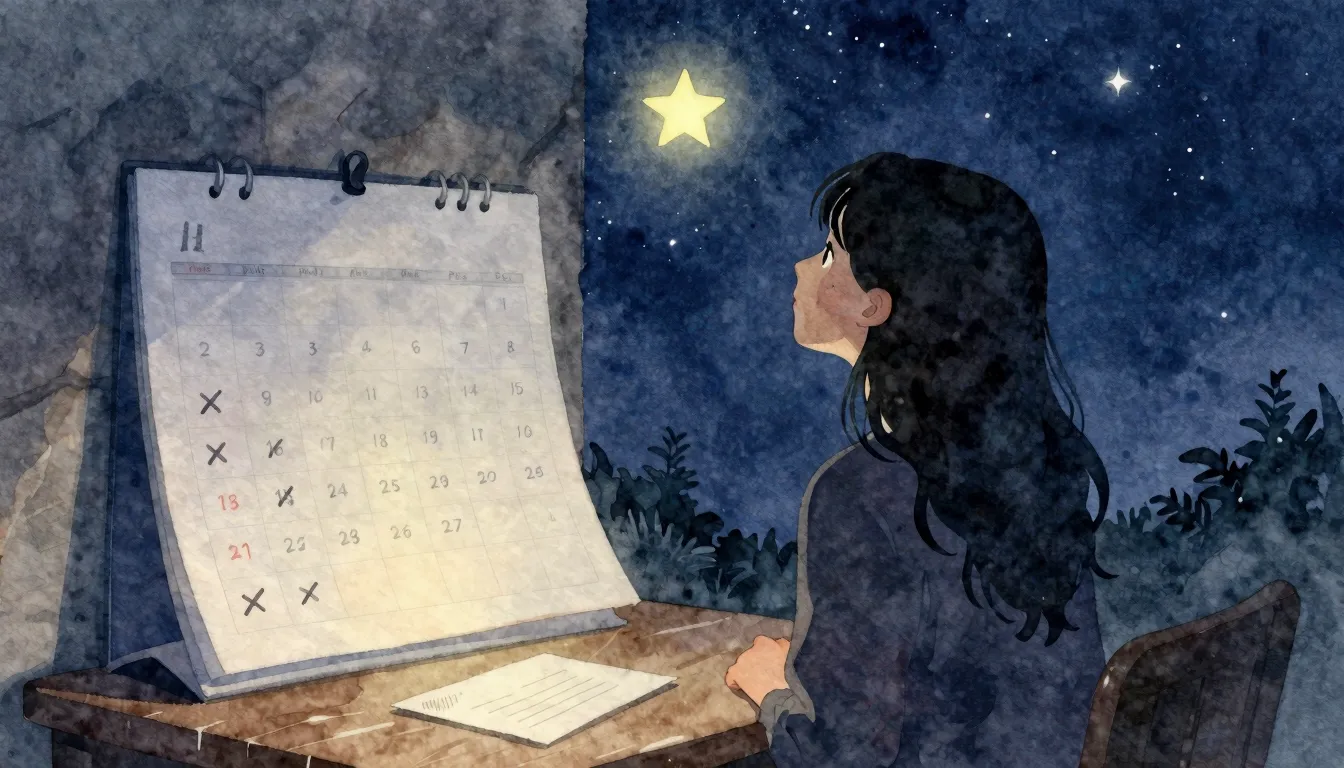 Watercolor style. A silhouette of a woman looking at a singl...
