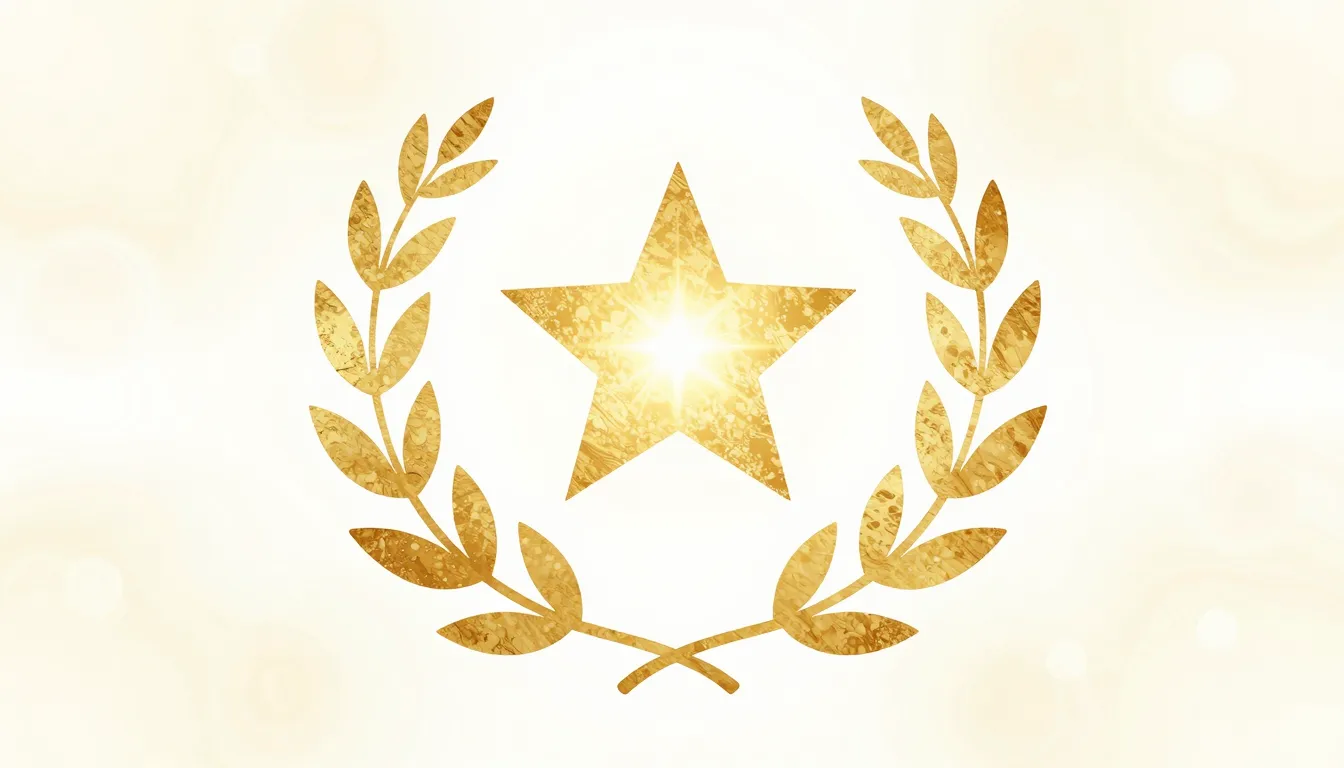 Watercolor style. A golden silhouette of a laurel wreath sur...