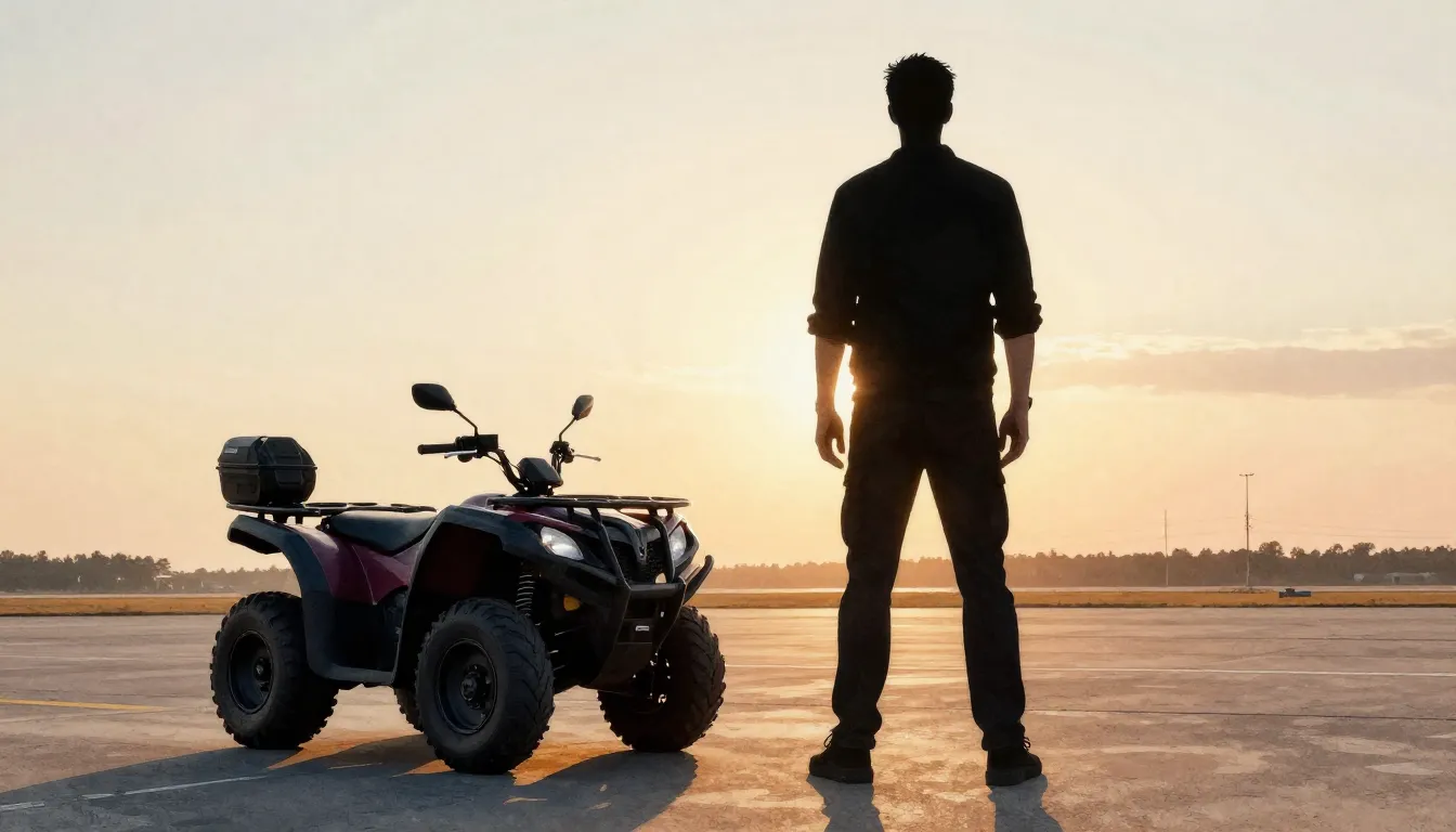 Watercolor style. A silhouette of a very tall man standing o...