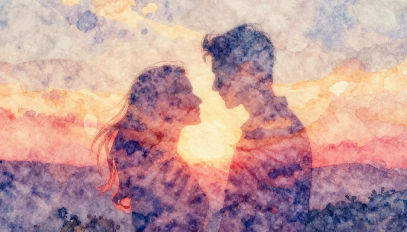 Vibrant watercolor style. Ballad album cover: serene, dreaml...