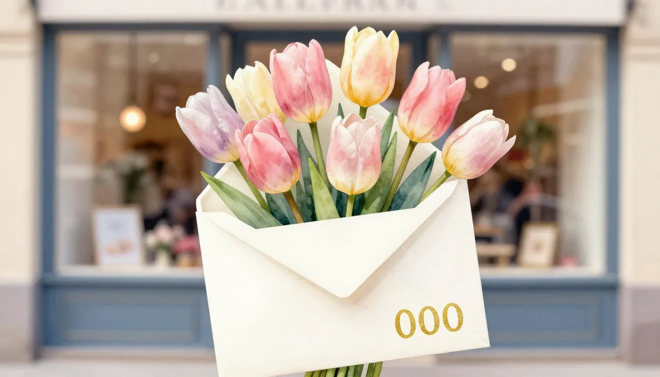 Watercolor style. Elegant spring bouquet of tulips, a stylis...