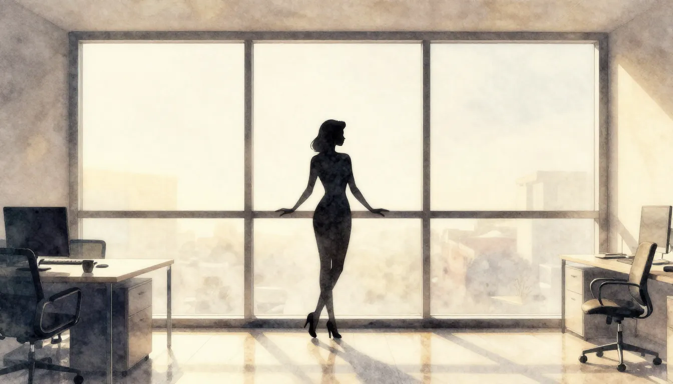 Watercolor style. A silhouette of a graceful woman standing ...