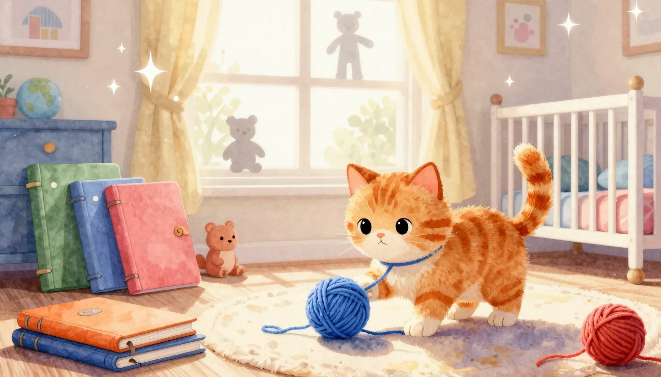 Watercolor style. A bright nursery room with many colorful n...