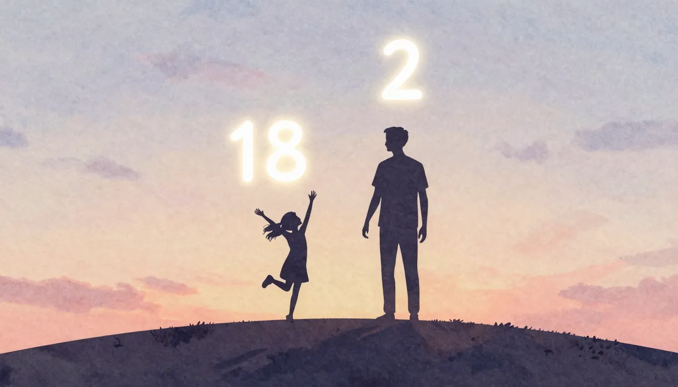 Watercolor style. Two silhouettes on a gentle hill against a...