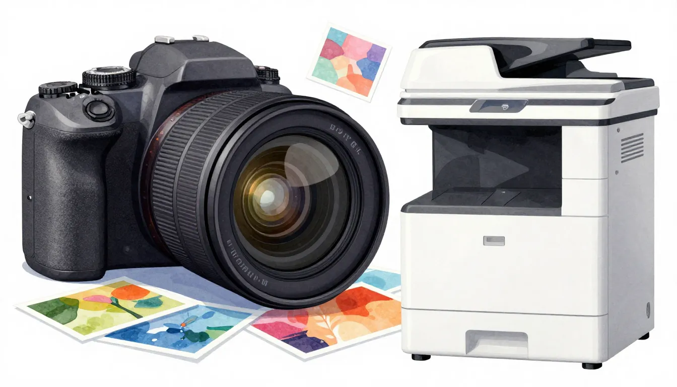 Watercolor style. Abstract composition of a digital camera l...