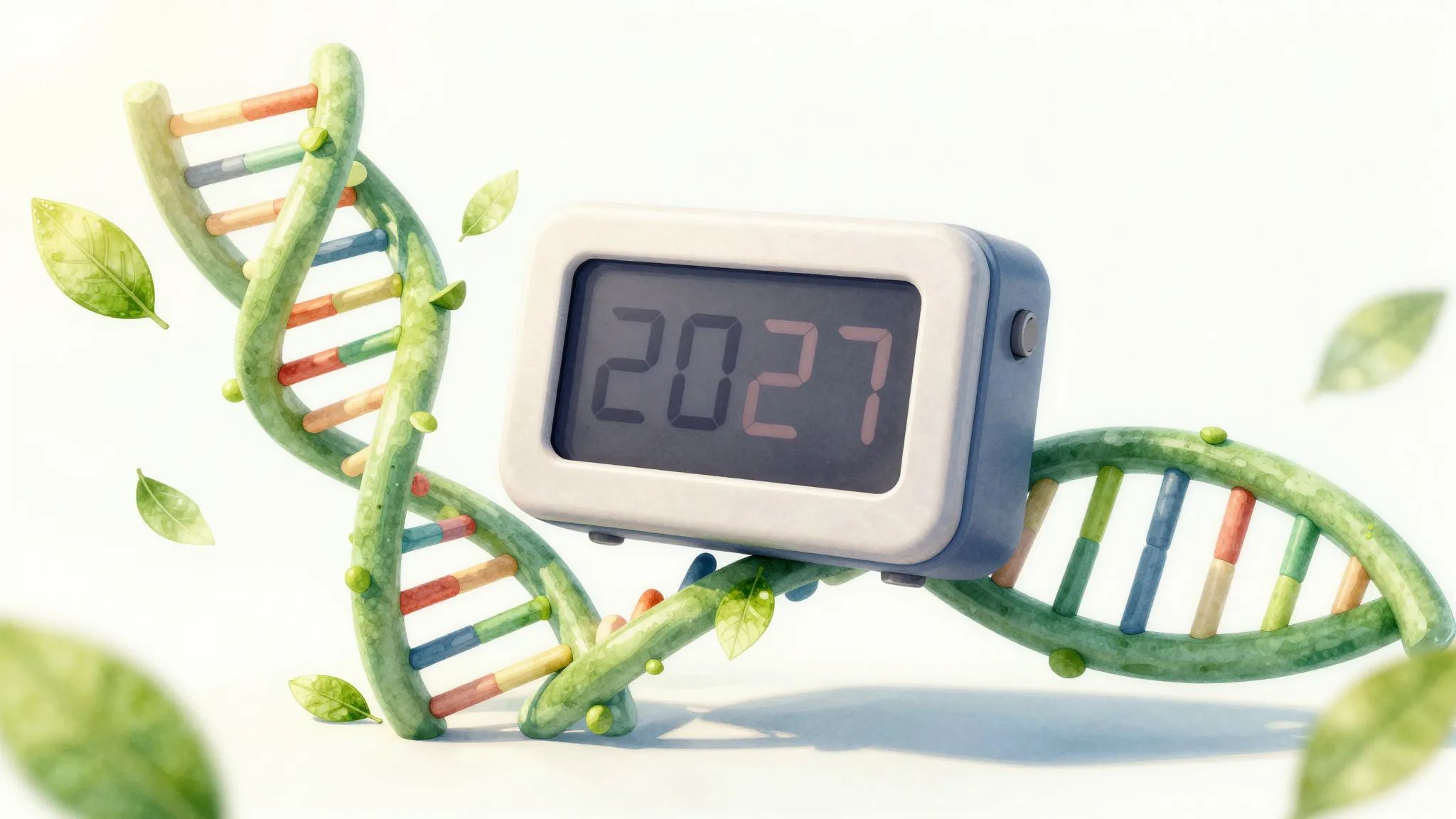 Watercolor style. A 3D stylized DNA spiral intertwined with ...